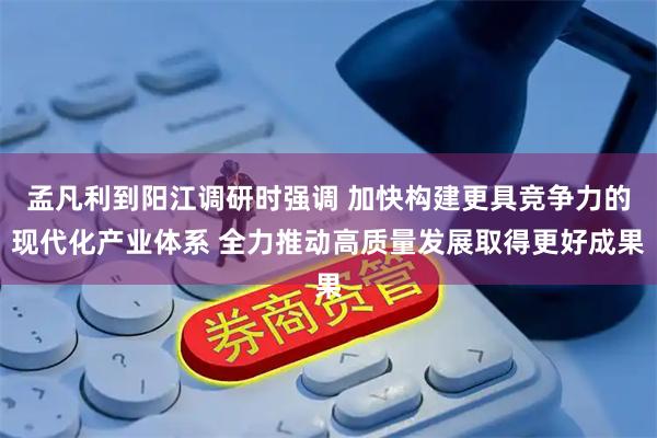 孟凡利到阳江调研时强调 加快构建更具竞争力的现代化产业体系 全力推动高质量发展取得更好成果